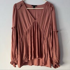 🪴 Forever 21 Mauve Pink Ruffled Blouse Top Small